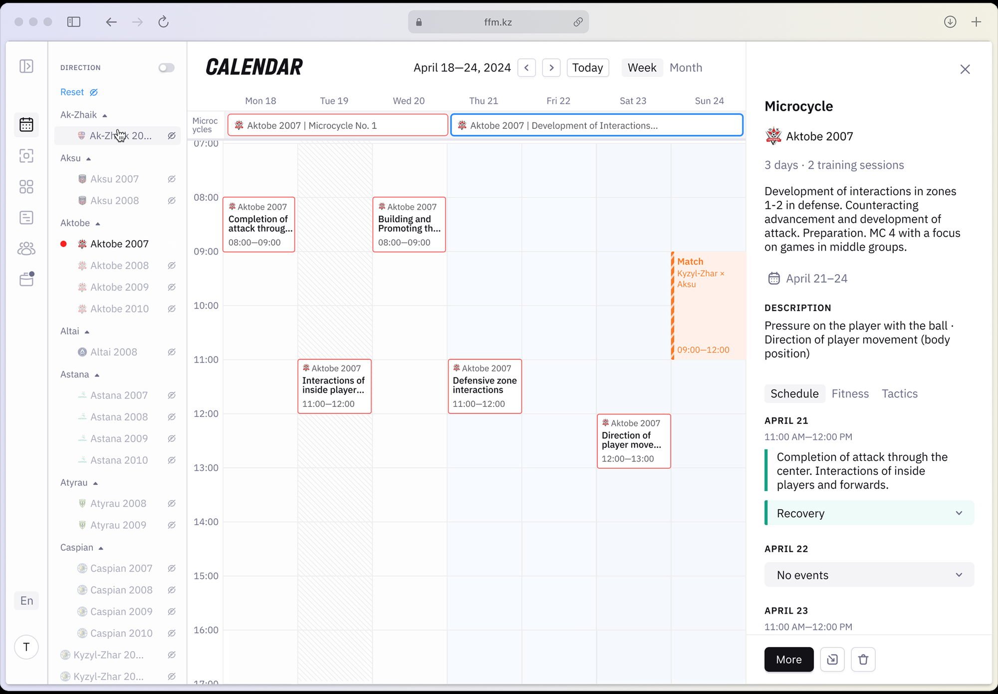 Calendar workspace